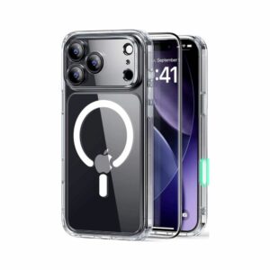 esr classic hybrid magnetic case + screen protector (camera control) set clear for iphone 17 pro