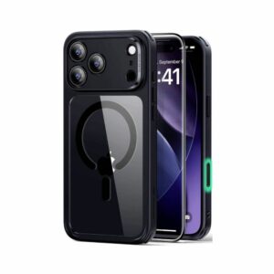 esr classic hybrid magnetic case + screen protector (camera control) set clear black for iphone 17 pro max