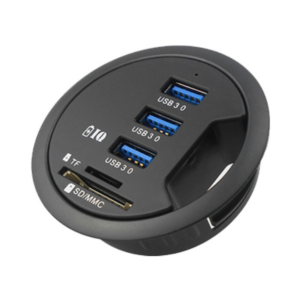 round usb 3.0 desk mount 3 port hub adapter charging tf/sd card reader uk(power adapter)