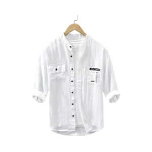 fashion loose top with standing collar white