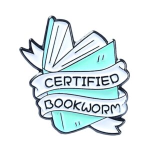 certified bookworm enamel pin