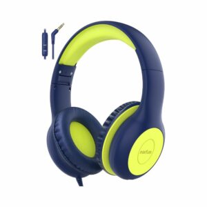 earfun kids over ear wired headphone with microphone (k1) (blue lemon)