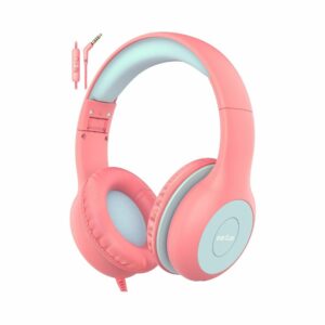 earfun kids over ear wired headphone with microphone (k1) (pink blue)