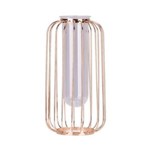 scandinavian glass vase with metal frame