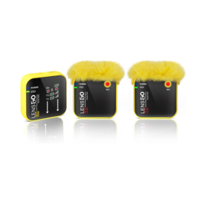 lensgo 348c wireless lavalier microphone (1v2) yellow