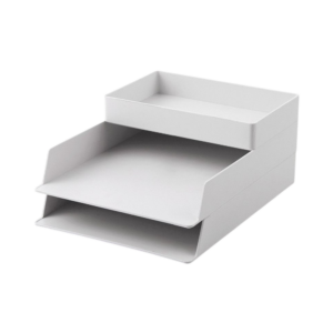 minimalist white recycled ocean plastic tray 3 tier