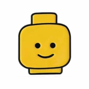 smiling lego head enamel pin