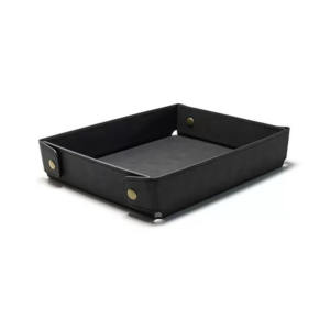 faux leather valet tray organizer (black)