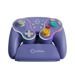 linyuvo ks62 retro rgb multicolor light wireless gamepad (purple)