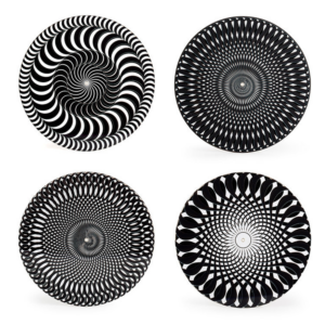 kikkerland "black and white moire coasters" (gc21)