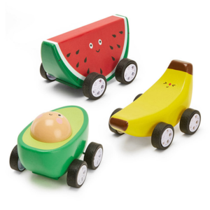 kikkerland "fruit fun pullback cars" (kid30 f)