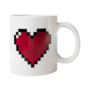 kikkerland "morth mug pixel heart"
