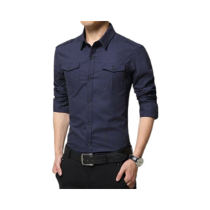 men long sleeve button down shirt blue (large)